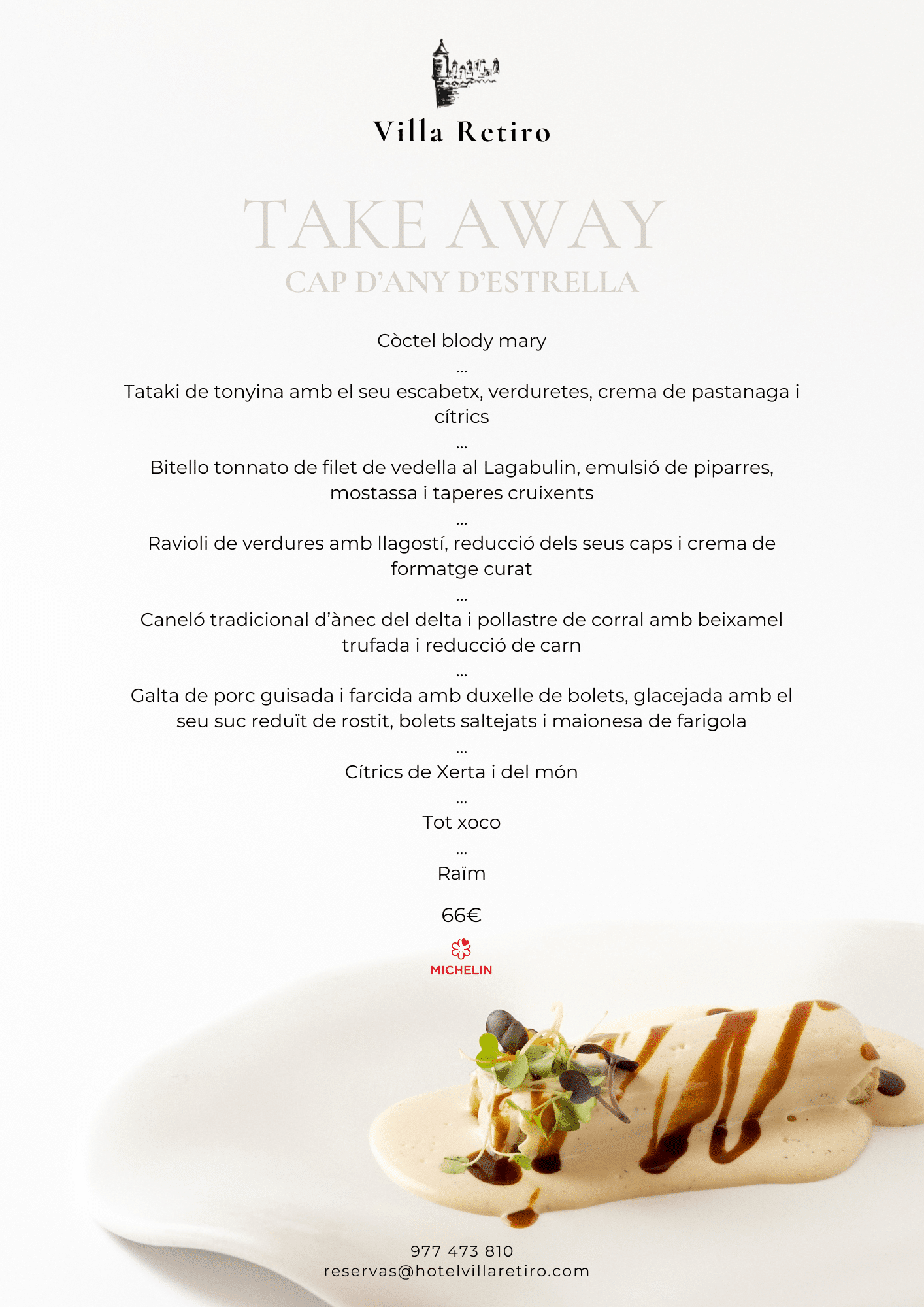 Menú TakeAway Cap d’any Villa Retiro